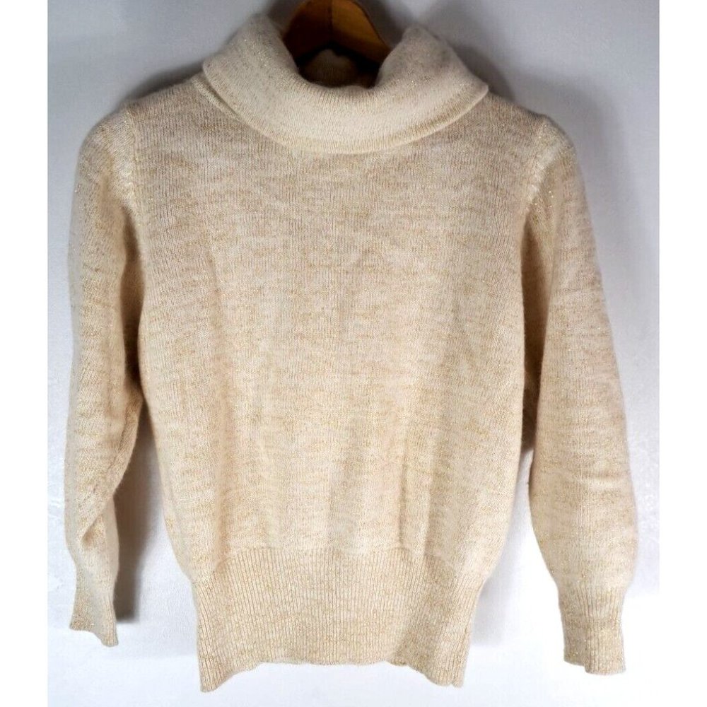 Women's Vintage Susann D Sweater Cowl Neck Angora Lambswool Gold Metallic Medium